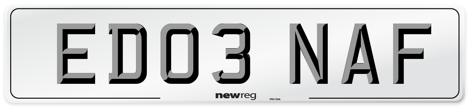ED03 NAF Number Plate from New Reg